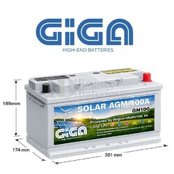 Comprar Bater�a Solar AGM 12V 100Ah GIGA | Potencia y Duraci�n